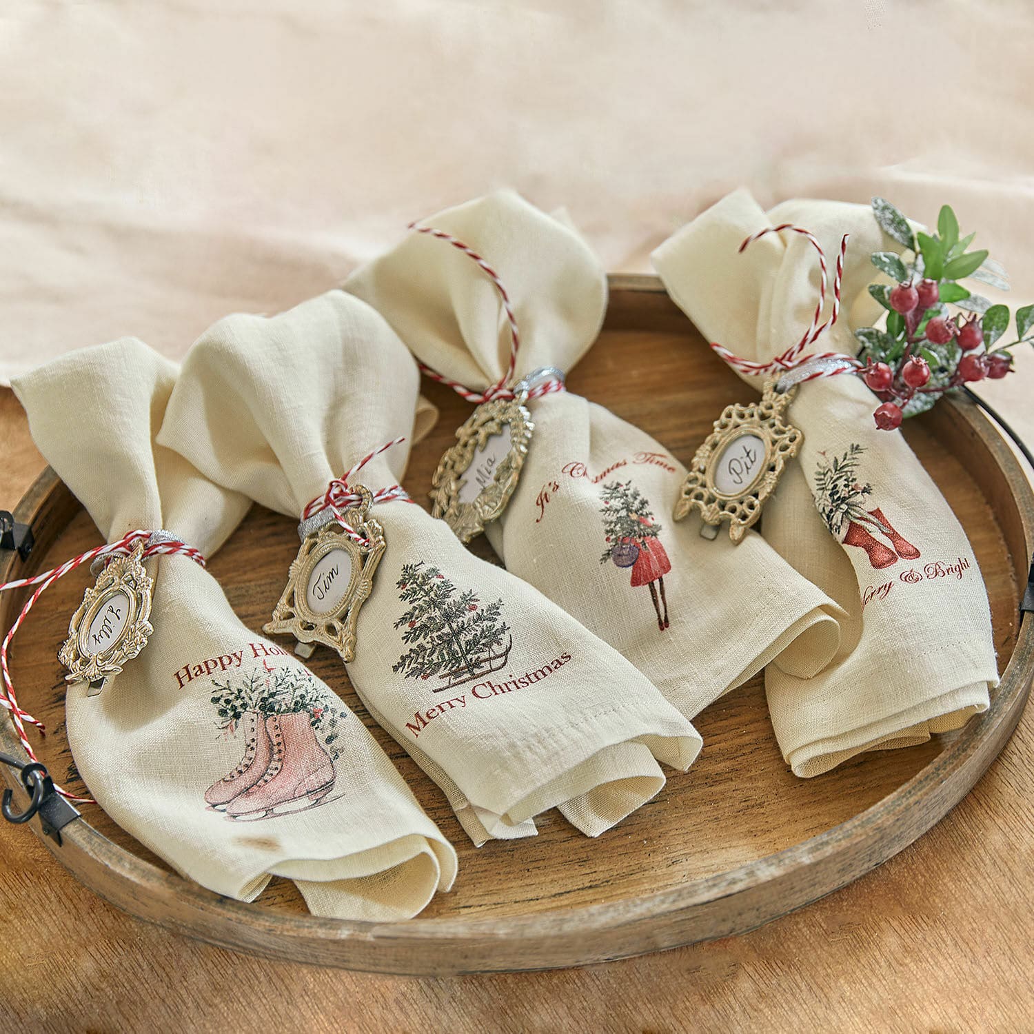 Serviette 4er Set Merry & Bright